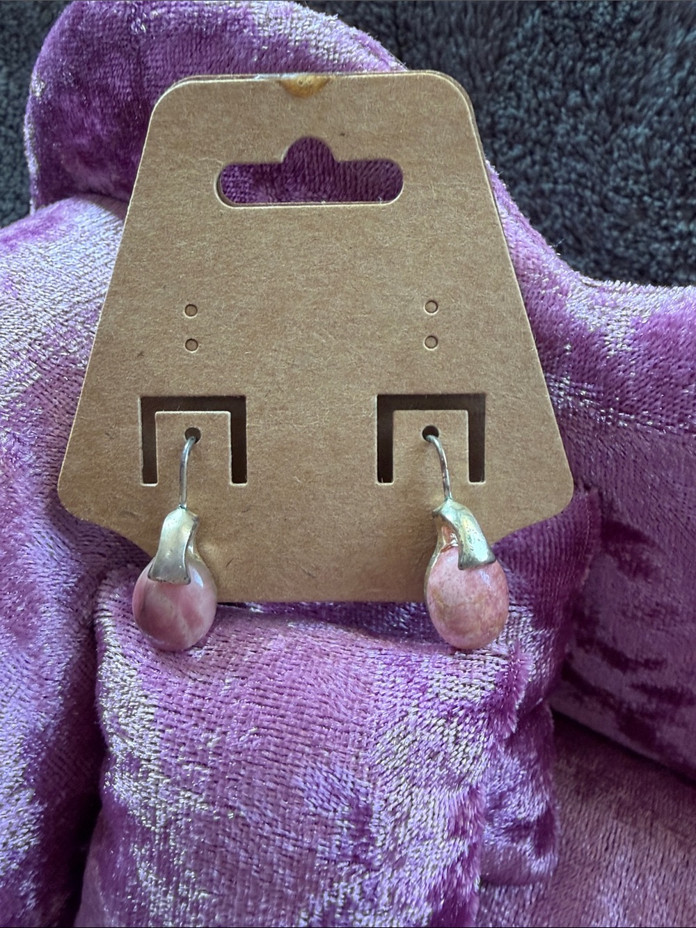 Unlisted Pink Teardrop Dangle Earrings with Silver Accents